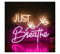 XENITE Hanging Art Neon Signs Just Breathe Neon Sign Dimmable for Wall Decor Letters LED Lamps for Bedroom Yoga Studio Gym Reading Room 40cmх30cm