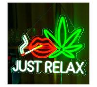 XENITE Hanging Art Neon Signs Just Relax Neon Sign USB Dimmable Leaf LED Light for Bedroom Bar Game Room Hotel Birthday Party Restaurant Decor 38cmx28.3cm
