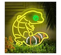 XENITE Hanging Art Neon Signs Leopard Gecko Neon Sign Dimmable Reptile Animal LED Light for Kids Birthday Party Bedroom Room Home Wall Decor 33cmx33.5cm