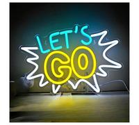 XENITE Hanging Art Neon Signs Let's Go Neon Sign LED Light Dimmable for Home Bedroom Club Gym Bar Yoga Room Wall Bachelorette Party Wedding Decor 37.5cmx26cm