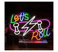 XENITE Hanging Art Neon Signs Let's Roll Neon Sign Skateboard LED Light Dimmable USB for Skateboard Shop Sports Bar Party Music Bedroom Decor 38cmx29cm