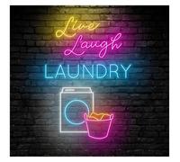 XENITE Hanging Art Neon Signs Live Laugh Laundry Neon Sign Room Decor Home Storefront Window Display Business Entrance 70cm