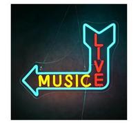 XENITE Hanging Art Neon Signs Live Music Neon Sign Arrow Direction Colorful Light Dimmable for Room Bar Club Party Wall Decor 41cmx29cm