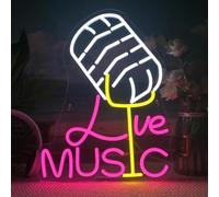 XENITE Hanging Art Neon Signs Live Music Neon Sign Light Dimmable USB Powered for Party Club Bar Game Room Man Cave Wall Decor 32cmx41cm