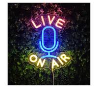 XENITE Hanging Art Neon Signs Live On Air Neon Sign LED Light Dimmable for Podcast Live Room Broadcast Room Music Studio Bedroom Wall Decor 28cmx36cm