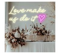 XENITE Hanging Art Neon Signs Love Makes Us Do It Neon Sign for Wall Decor Wedding Room Decoration Dimmable USB Lamp 42x20cm(A)