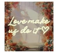 XENITE Hanging Art Neon Signs Love Makes Us Do It Neon Sign for Wall Decor Wedding Room Decoration Dimmable USB Lamp 42x20cm(C)