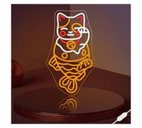 XENITE Hanging Art Neon Signs Lucky Cat Mermaid Neon Sign Dimmable Japanese Art for Wall Decor Shop Restaurant Business Window Display Light 42х24cm