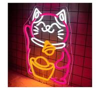 XENITE Hanging Art Neon Signs Lucky Cat Neon Sign USB Powered Dimmable Light for Business Bar Shop Caffee Man Cave Wall Decor 37.5cmх30cm