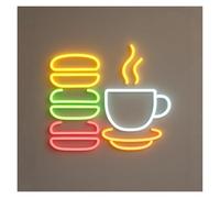 XENITE Hanging Art Neon Signs Macaron & Hot Coffee Neon Sign, USB/Power Supplied for Café & Dessert Shop 50cm/19.69in