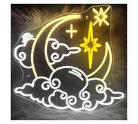 XENITE Hanging Art Neon Signs Moon Cloud Star Neon Sign Star Neon Lights for Room Decor Moonlight Home Decor 53cmx48cm(A)
