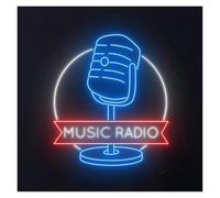 XENITE Hanging Art Neon Signs Music Radio Microphone Neon Sign for Podcast Music Band Show Wall Decor Bar Record Studio Karaoke USB Powered 63.5cm