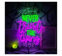 XENITE Hanging Art Neon Signs Never Trust The Living Neon Sign Dimmable LED Light for Home Bar Party Living Room Man Cave Club Bedroom Decor 23.9cmx39.1cm