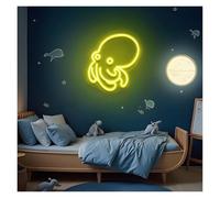 XENITE Hanging Art Neon Signs Octopus Neon Lights Adjustable Brightness Suitable for Studio Kids Room Wall Decor 35cmx38cm(B)