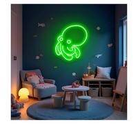 XENITE Hanging Art Neon Signs Octopus Neon Lights Adjustable Brightness Suitable for Studio Kids Room Wall Decor 35cmx38cm(C)