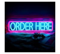 XENITE Hanging Art Neon Signs Order Here Neon Sign USB Powered Dimmable Neon Light For Beverage Shop Food Stalls Wall Decoration 12cm×40cm