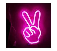XENITE Hanging Art Neon Signs Peace Hand Neon Sign Victory Gesture Light for Wall Decor Bedroom Living Room Office Game Room Decoration 22cmх13.5cm(Pink)