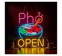 XENITE Hanging Art Neon Signs Pho Open Neon Sign Adjustable Brightness for Restaurant Business Food Truck Kitchen Home Decor 42x32cm