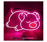 XENITE Hanging Art Neon Signs Pig Neon, Wall Decor Dimmable LED Sign Cute Sleeping Pig Night Light Children's Playroom Dining Room Party Decor