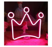 XENITE Hanging Art Neon Signs Pink Neon Signs USB Powered, Crown Neon Light Signs Suitable for Room Party Decor Glow Sign 32cmx35cm