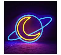 XENITE Hanging Art Neon Signs Planet Moon LED Neon, USB Powered Dimmable LED Neon, Suitable for Meditation Rooms, Bedrooms, Party Wall Art 38x24cm