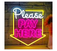 XENITE Hanging Art Neon Signs Please Pay Here Neon Sign Cashier Checkout Here LED Sign For Wall Decor Shop Mall Restaurant Bar Supermarket