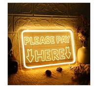XENITE Hanging Art Neon Signs Please Pay HERE Neon Sign Personlity Led Lights for Shop Decoration Inscription Coffee Bar Lamps On The Wall Decor(16x10Inch)
