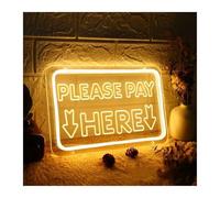 XENITE Hanging Art Neon Signs Please Pay HERE Neon Sign Personlity Lights for Shop Decoration Inscription Coffee Bar Lamps On The Wall Decor(10x7Inch)