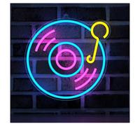 XENITE Hanging Art Neon Signs Record Neon Sign,Suitable for Music Room, Bar and Retro Style Scene Decoration 29x29cm