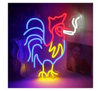 XENITE Hanging Art Neon Signs Rooster Neon Sign Chicken LED Light for Wall Decor Animal Lamp Room Birthday Party Aesthetic Decoration Illuminated USB Powered 31cmx37cm