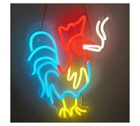 XENITE Hanging Art Neon Signs Rooster Smoking Neon Sign Chicken LED Light Dimmable for Bedroom Princess Room Cinema Restaurant Farmhouse Bar Party Wall Decor 28cmx35cm