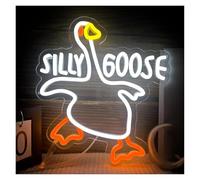 XENITE Hanging Art Neon Signs Silly Goose Neon Sign LED Light Dimmable for Man Cave Kids Bedroom Game Room Party Wall Decor 37.2cmx37.2cm