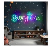 XENITE Hanging Art Neon Signs Storytime Neon Lights Adjustable Brightness Suitable for Home Bedroom Wall Decor 18cmx48cm(B)