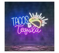 XENITE Hanging Art Neon Signs Tacos and Tequila Neon Light Suitable for Coffee Shop Home Bar Wall Decor with Dimmable 32cmx51cm(A)