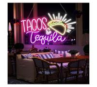 XENITE Hanging Art Neon Signs Tacos and Tequila Neon Light Suitable for Coffee Shop Home Bar Wall Decor with Dimmable 32cmx51cm(D)