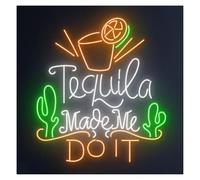 XENITE Hanging Art Neon Signs Tequila Made Me Do It Neon Sign Led Light Club Room Wall Decor Bar Gameroom Bedroom Livingroom Birthday Party Decoration 63cm