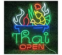 XENITE Hanging Art Neon Signs Thai Food Open Neon Sign,Suitable for Kitchen Restaurant Wall Decor with Dimmable 42cmx52cm(C)