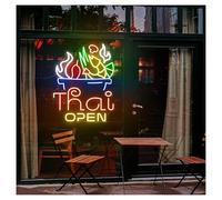 XENITE Hanging Art Neon Signs Thai Food Open Neon Sign,Suitable for Kitchen Restaurant Wall Decor with Dimmable 42cmx52cm(D)