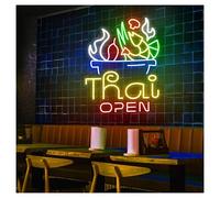 XENITE Hanging Art Neon Signs Thai Food Open Neon Sign,Suitable for Kitchen Restaurant Wall Decor with Dimmable 42cmx52cm(A)