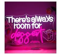 XENITE Hanging Art Neon Signs There's Always Room for Dessert Neon Sign Light for Baking Bread Shop Cafe Dessert Decor Welcome Sign Open Lamp 42cmx26cm