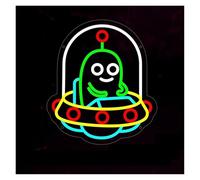 XENITE Hanging Art Neon Signs UFO Alien Neon Sign Cartoon LED Light Dimmable USB Powered for Kids Bedroom Game Room Man Cave Bar Decor 36.3cmx32.1cm