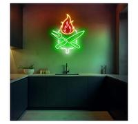 XENITE Hanging Art Neon Signs USB Powered Barbecue Neon Sign, Grill Neon Lights for Kitchen Man Cave Wall Decor 45.9cmx53.5cm(C)