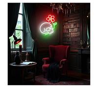 XENITE Hanging Art Neon Signs USB Powered Skull and Flower Neon Sign, Skull Neon Lights for Studio Bedroom Wall Decor 33cmx37cm(B)