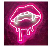XENITE Hanging Art Neon Signs Vampires Lips Neon Sign USB Powered Dimmable Light for Bedroom Party Wall Decoration 33cm×35cm