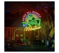 XENITE Hanging Art Neon Signs We're All Doomed But Whatever Neon Sign,Suitable for Wall Rainbow Decor 60cmx65cm(A)