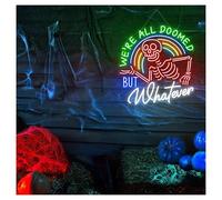 XENITE Hanging Art Neon Signs We're All Doomed But Whatever Neon Sign,Suitable for Wall Rainbow Decor 60cmx65cm(E)