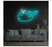 XENITE Hanging Art Neon Signs Whale Neon Sign, Sea Animals Neon Lights Suitable for Kids Room Wall Decor Snack Bar Sign 38cm(B)