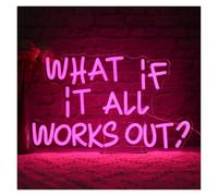 XENITE Hanging Art Neon Signs What If It All Works Out Neon Sign Neon Light Hanging Signs for Game Room Office Home Bar Wall Decor 40x24.5cm