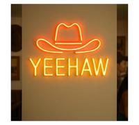 XENITE Hanging Art Neon Signs Yeehaw Neon Sign, Wild West Light,Saloon Club Bar Game Room Cowboy Hat Creative Decor 45cm(Style 2)