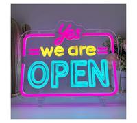 XENITE Hanging Art Neon Signs Yes We are Open Neon Sign USB Dimmable Light for Storefront Window Bakery Flower Shop Coffee Restaurant Hotel Decor 33cmx27cm